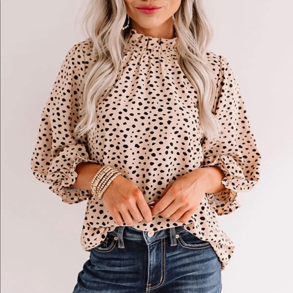 Long Sleeve Leopard Blouse